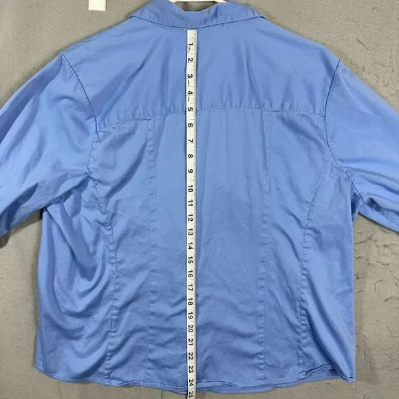 CJ Banks Womens Button Up Top Long Sleeve Blue Stretch Plus Size 1X - Picture 6 of 9